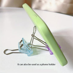 15pcs Clear Candy Binder Clip Metal Office Bill Clip Student Mixed Pack