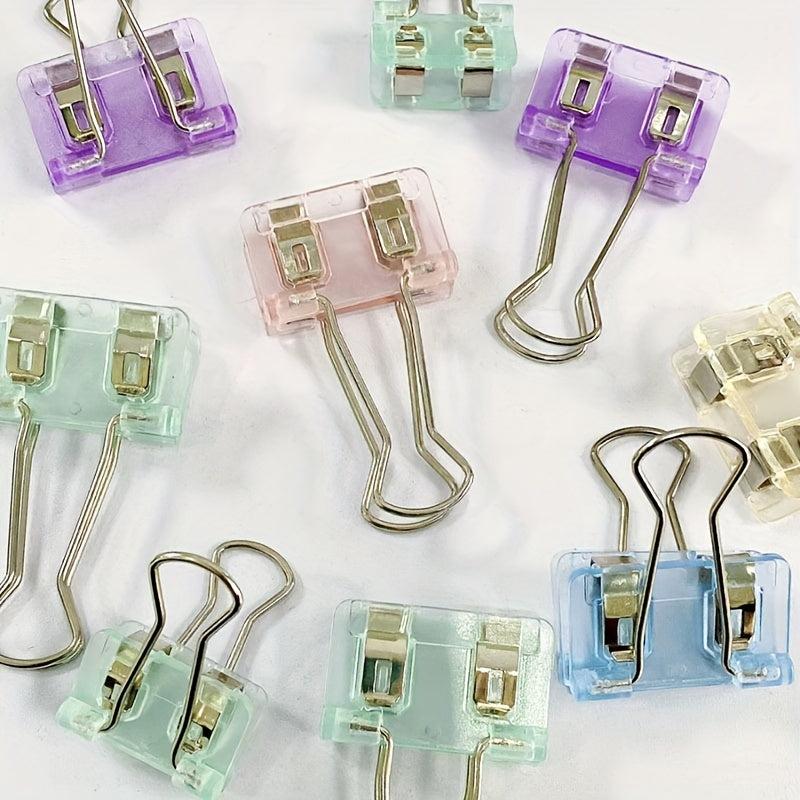 15pcs Clear Candy Binder Clip Metal Office Bill Clip Student Mixed Pack