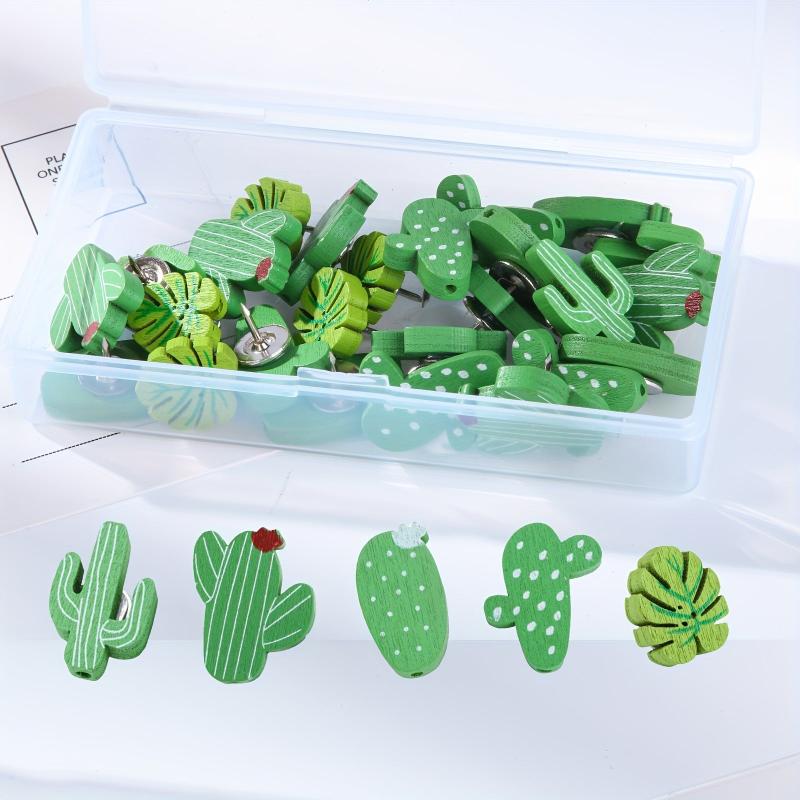 Wooden Cactus Decorative Thumbtacks Map Pins for Cork Bulletin Board Wall
