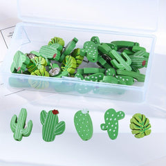 Wooden Cactus Decorative Thumbtacks Map Pins for Cork Bulletin Board Wall