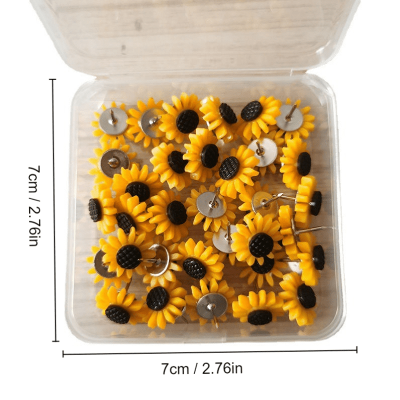 30pcs Sunflower Push Pins for Notice Board Cork Board Paper Photo Wall