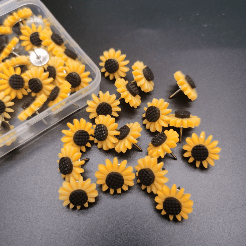 30pcs Sunflower Push Pins for Notice Board Cork Board Paper Photo Wall