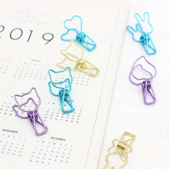 10pcs Rabbit & Cat & Heart Paper Clips Desk Organizers Office Supplies