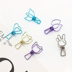 10pcs Rabbit & Cat & Heart Paper Clips Desk Organizers Office Supplies