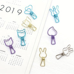 10pcs Rabbit & Cat & Heart Paper Clips Desk Organizers Office Supplies
