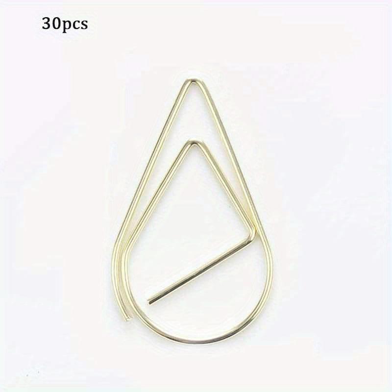 30pcs Drop Shaped Paper Clips Metal Bookmark Office Supplies