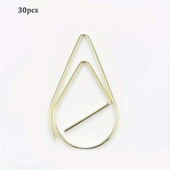 30pcs Drop Shaped Paper Clips Metal Bookmark Office Supplies
