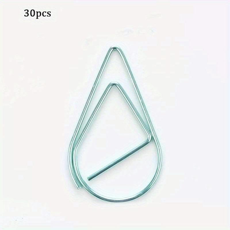 30pcs Drop Shaped Paper Clips Metal Bookmark Office Supplies