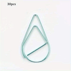 30pcs Drop Shaped Paper Clips Metal Bookmark Office Supplies