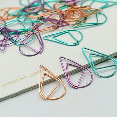 30pcs Drop Shaped Paper Clips Metal Bookmark Office Supplies