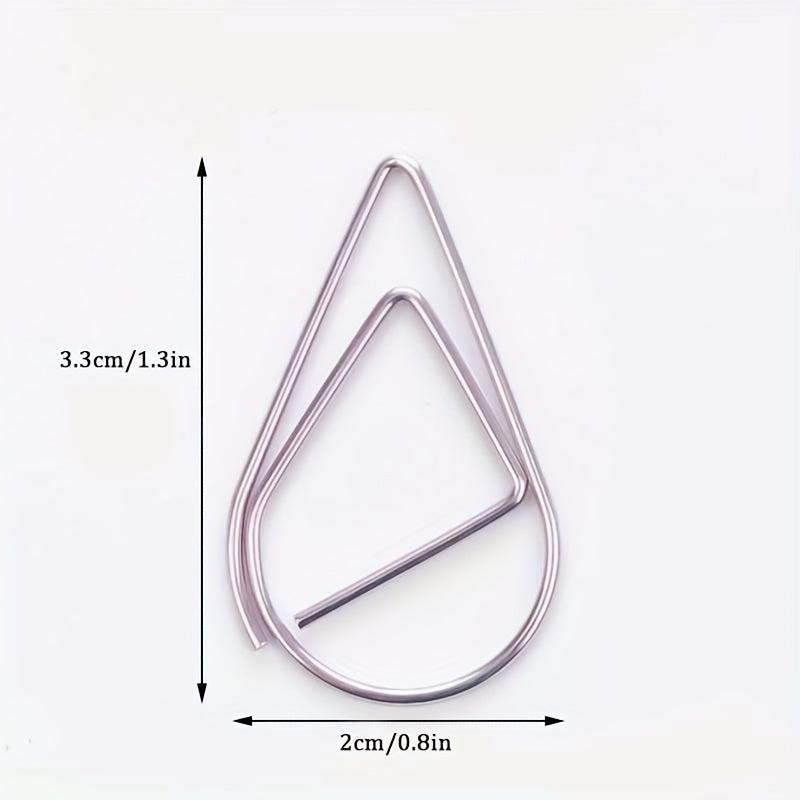 30pcs Drop Shaped Paper Clips Metal Bookmark Office Supplies