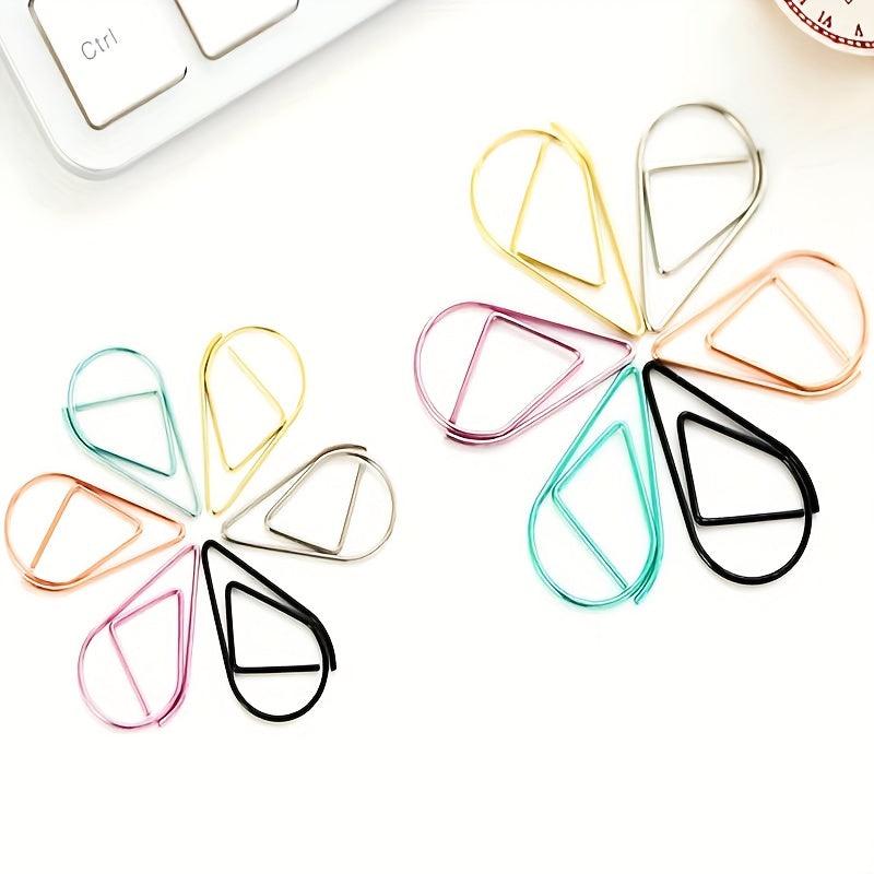 30pcs Drop Shaped Paper Clips Metal Bookmark Office Supplies