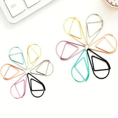 30pcs Drop Shaped Paper Clips Metal Bookmark Office Supplies