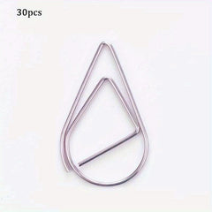 30pcs Drop Shaped Paper Clips Metal Bookmark Office Supplies