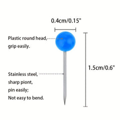 Thasungo Push Pins Map Tacks 10 Assorted Colors Round Head