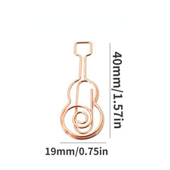 20pcs Guitars Metal Paper Clips Bookmarks Office School Stationery Accessory