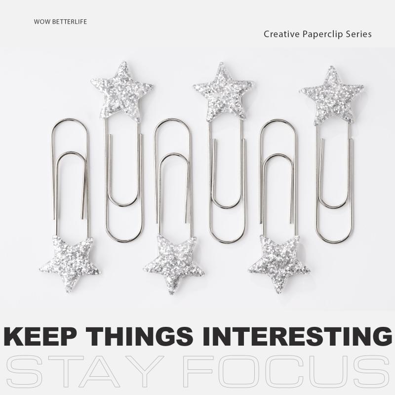 100mm Christmas Star Jumbo Paperclip Set