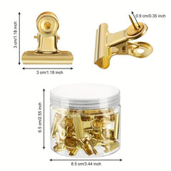 20pcs Golden Push Pins Clips Thumb Tacks With Clips Cork Board Tacks