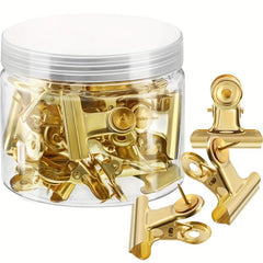 20pcs Golden Push Pins Clips Thumb Tacks With Clips Cork Board Tacks