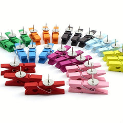 100 Colorful Wood Clip Thumbtack Creative Photo Wall Positioning Nail