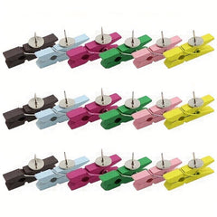 100 Colorful Wood Clip Thumbtack Creative Photo Wall Positioning Nail