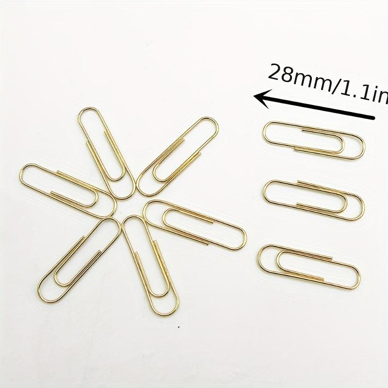 100pcs Golden Paper Clips 28MM Office Paper Clips Rust-proof Durable