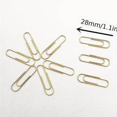 100pcs Golden Paper Clips 28MM Office Paper Clips Rust-proof Durable