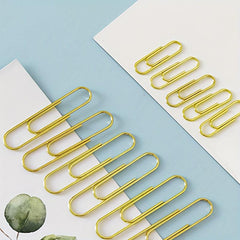 100pcs Golden Paper Clips 28MM Office Paper Clips Rust-proof Durable