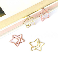 Golden Paper Clip Star Moon Clip Creative Mini Cartoon Paper Clip