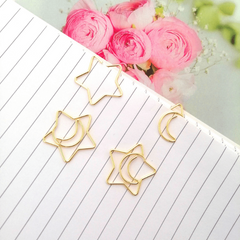 Golden Paper Clip Star Moon Clip Creative Mini Cartoon Paper Clip