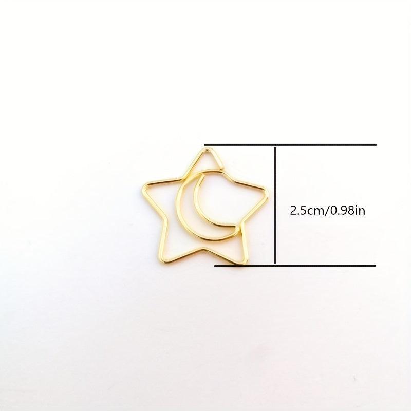 Golden Paper Clip Star Moon Clip Creative Mini Cartoon Paper Clip