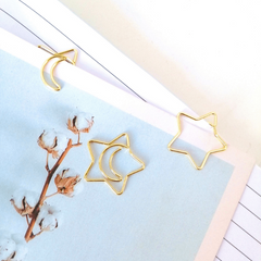 Golden Paper Clip Star Moon Clip Creative Mini Cartoon Paper Clip