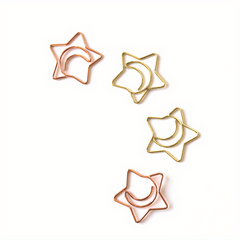 Golden Paper Clip Star Moon Clip Creative Mini Cartoon Paper Clip