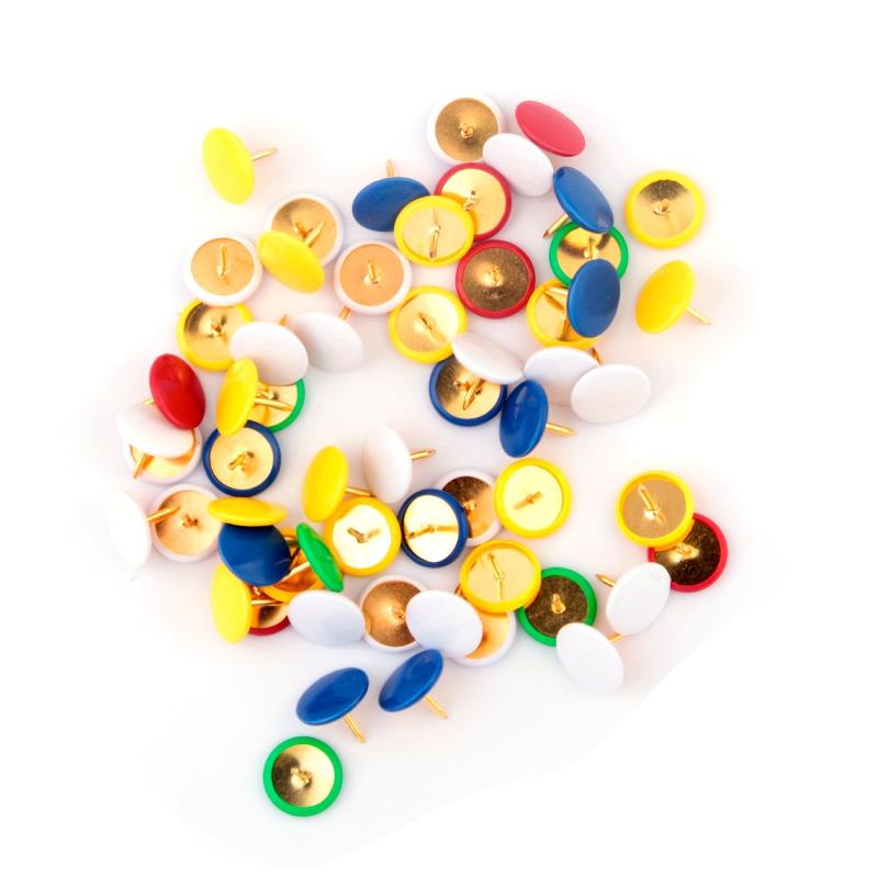 60 Assorted Colors Thumb Tacks Plastic Push Pins Office School Supplies