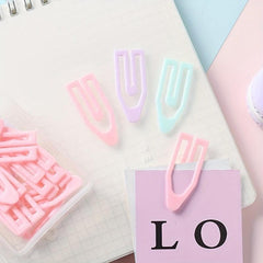 20pcs Macaron Boat Type Paper Clip Small Fresh Creative Box Size Pin Metal