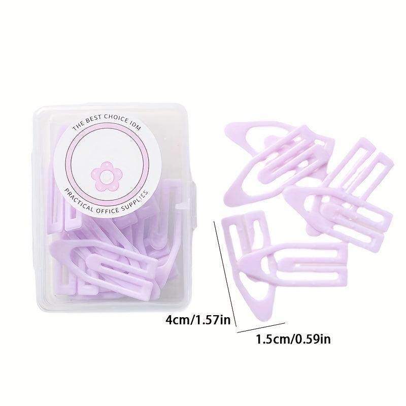 20pcs Macaron Boat Type Paper Clip Small Fresh Creative Box Size Pin Metal