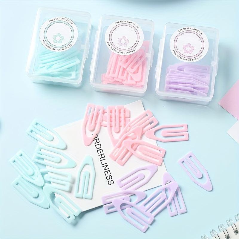 20pcs Macaron Boat Type Paper Clip Small Fresh Creative Box Size Pin Metal