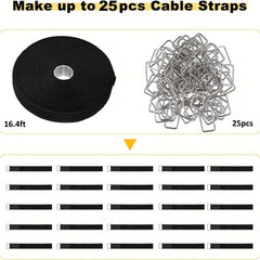 Adjustable Fastening Cable Strap with 25 Metal Buckles - 54cmx16'
