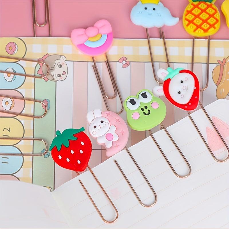 10pcs Cartoon Bookmarks Paper Clips Metal Clips Student Office Note Journal