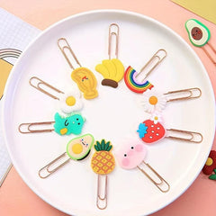 10pcs Cartoon Bookmarks Paper Clips Metal Clips Student Office Note Journal