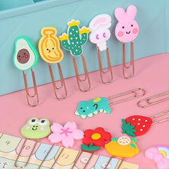10pcs Cartoon Bookmarks Paper Clips Metal Clips Student Office Note Journal