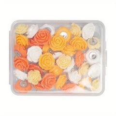 40pcs Rose Flower Pushpins in Box for Corkboard Office Map Bulletin Board