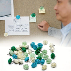 40pcs Rose Flower Pushpins in Box for Corkboard Office Map Bulletin Board