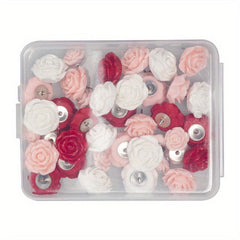 40pcs Rose Flower Pushpins in Box for Corkboard Office Map Bulletin Board