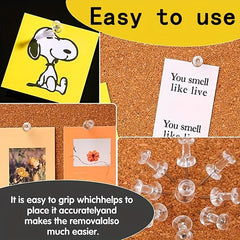 200 Clear Thumb Nails Steel Tips & Plastic Heads Push Pins for Bulletin Boards