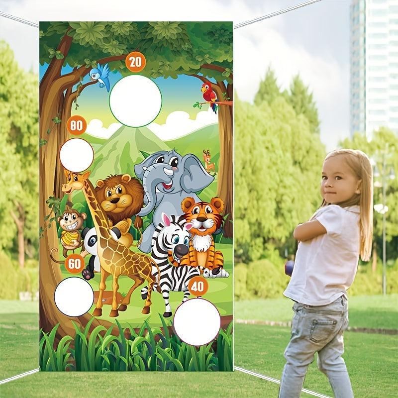 Sandbag Flag Throwing Game Giraffe Lion Elephant Banner