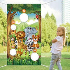 Sandbag Flag Throwing Game Giraffe Lion Elephant Banner