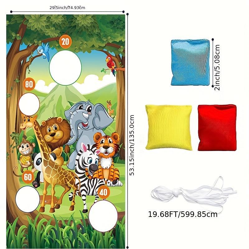 Sandbag Flag Throwing Game Giraffe Lion Elephant Banner