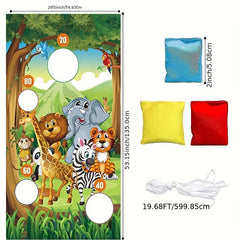 Sandbag Flag Throwing Game Giraffe Lion Elephant Banner