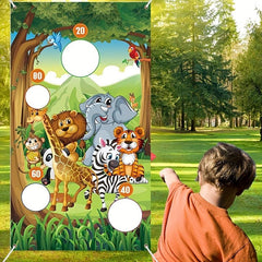 Sandbag Flag Throwing Game Giraffe Lion Elephant Banner